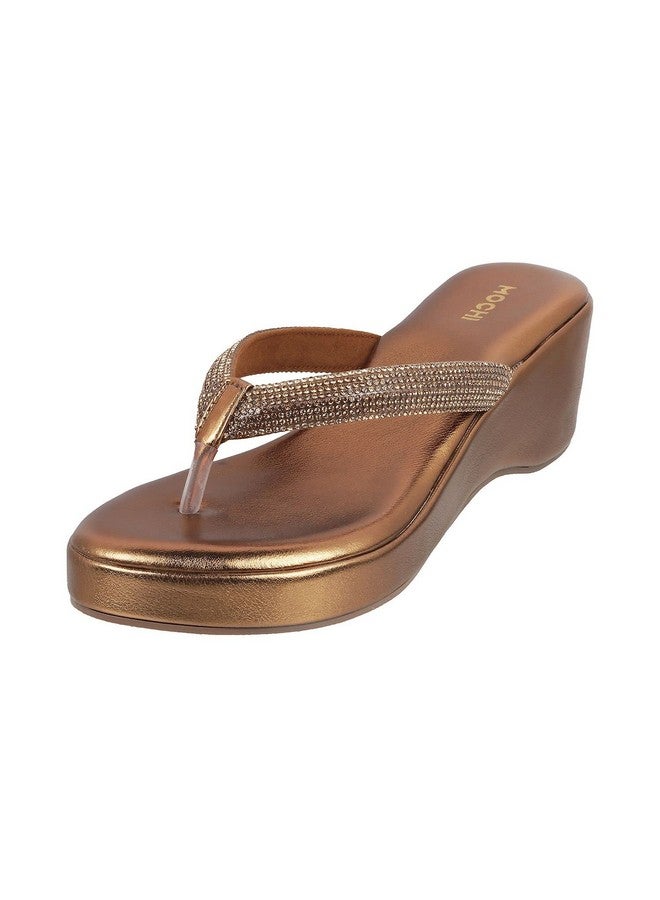 موتشي حذاء Mochi نسائي بكعب إسفيني من الجلد السويدي باللون الذهبي العتيق مقاس المملكة المتحدة/8 الاتحاد الأوروبي/41 (35-4995) - Image 1