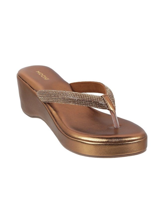 موتشي حذاء Mochi نسائي بكعب إسفيني من الجلد السويدي باللون الذهبي العتيق مقاس المملكة المتحدة/8 الاتحاد الأوروبي/41 (35-4995) - Image 2