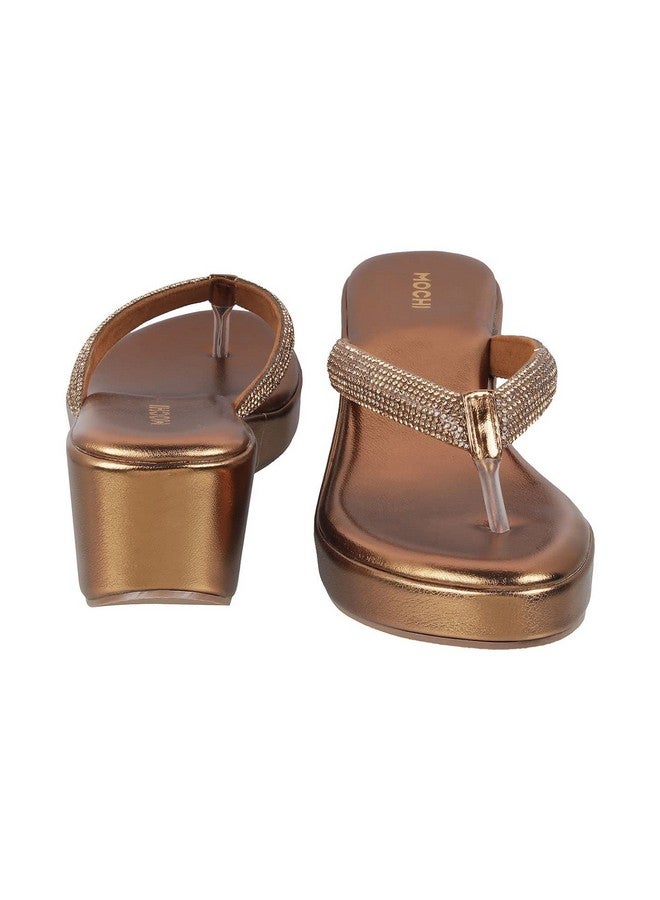 موتشي حذاء Mochi نسائي بكعب إسفيني من الجلد السويدي باللون الذهبي العتيق مقاس المملكة المتحدة/8 الاتحاد الأوروبي/41 (35-4995) - Image 5