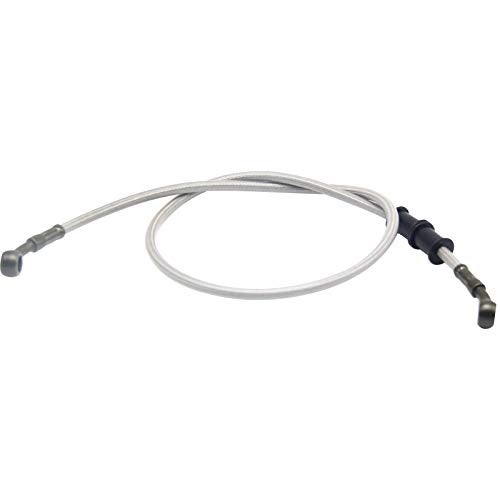 QDJUNE Motorcycle Brake Line, Stainless Brake Hose, Motorcycle Braided Steel Brake Clutch, Pack of 1, Flexible Brake Line for Bikes Motocross Street Bikes (90cm/35.4",Silver) - Image 1