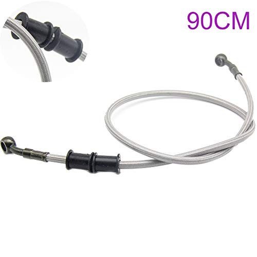 QDJUNE Motorcycle Brake Line, Stainless Brake Hose, Motorcycle Braided Steel Brake Clutch, Pack of 1, Flexible Brake Line for Bikes Motocross Street Bikes (90cm/35.4",Silver) - Image 2