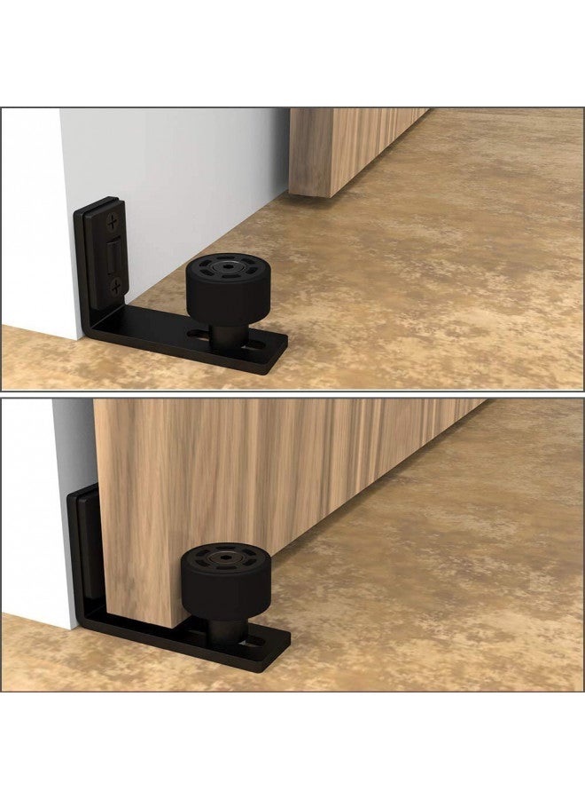 CCJH CCJH Sliding Barn Door Floor Guide Adjustable Wall Mounted Bottom Double Rollers GuideBlack 1pcs)  - Image 1