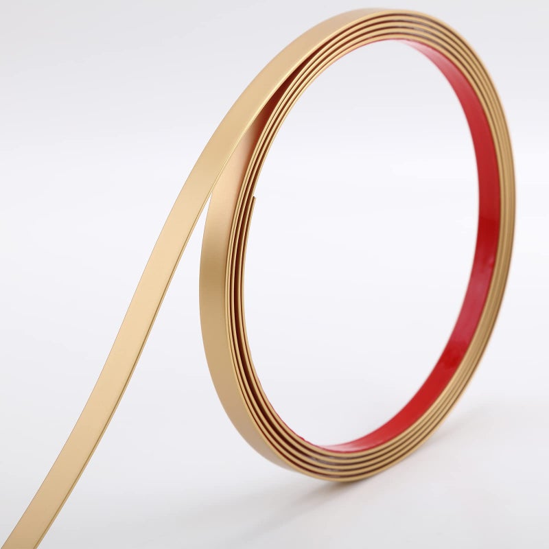 Trimold Matte Gold Molding Trim Peel and Stick, Flexible Mirror Border Design, Wall Ceiling Floor Cabinet Tile Edge Moulding, 5m x 0.66cm - Image 1