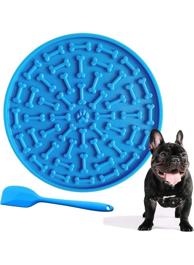 NIBEMINENT Silicone Slow Feeder Dog Treat Dispensing Mat Blue 5.90 x 5.90inch - Image 1