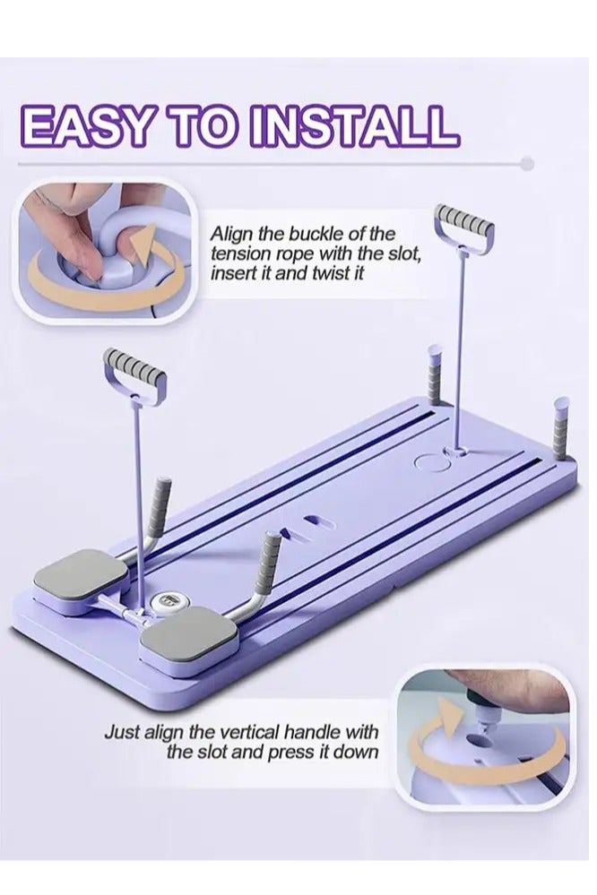 Snooe لوح بيلاتيس يوغا - مجموعة بيلاتيس ريفورمر ، لوح بيلاتس متعدد الأغراض وقابل للطي للاستخدام المنزلي، لوح انزلاقي 5 في 1 للبيلاتيس - Image 4