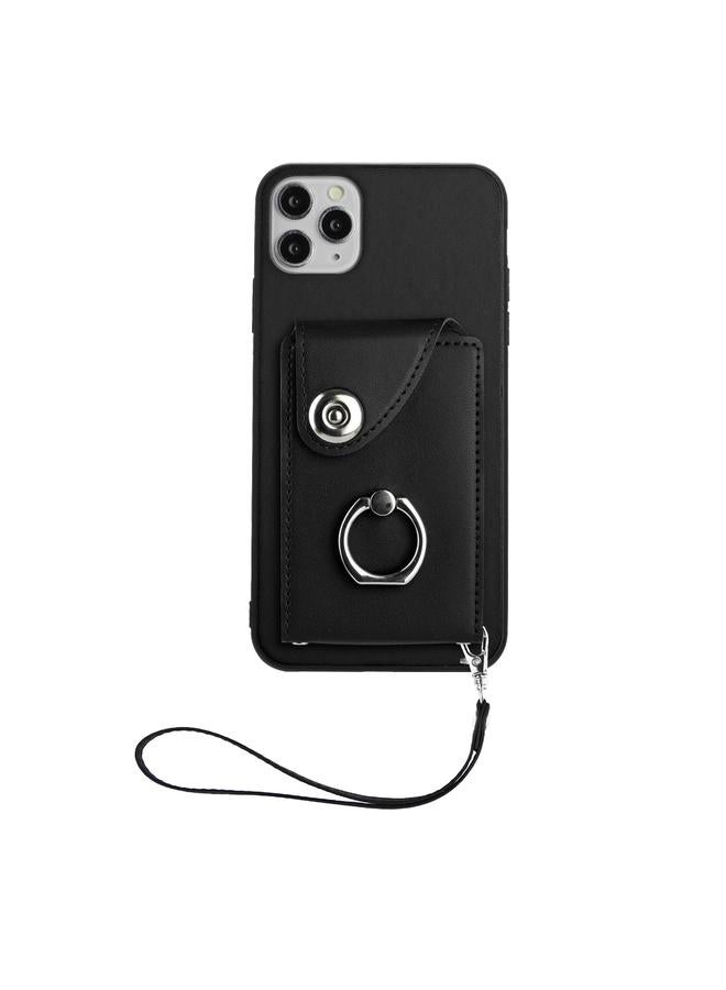 اس-توب جراب لهاتف iPhone 11 Pro Max مزود بحلقة وحقيبة بطاقات وحافظة هاتف من البولي يوريثان مع حبل - Image 2