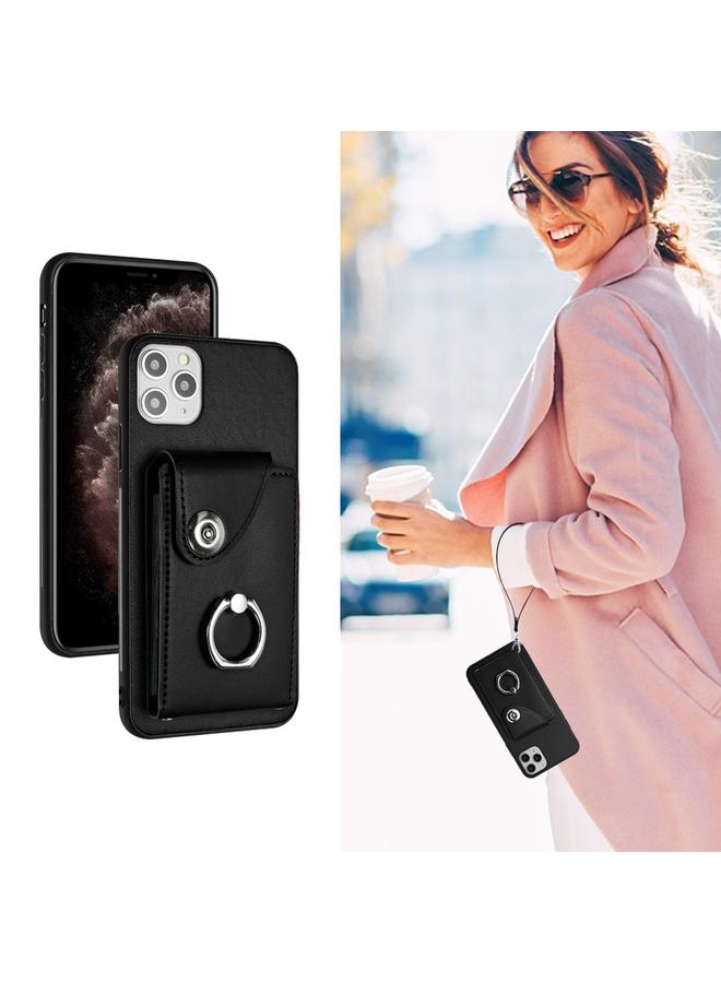 اس-توب جراب لهاتف iPhone 11 Pro Max مزود بحلقة وحقيبة بطاقات وحافظة هاتف من البولي يوريثان مع حبل - Image 5