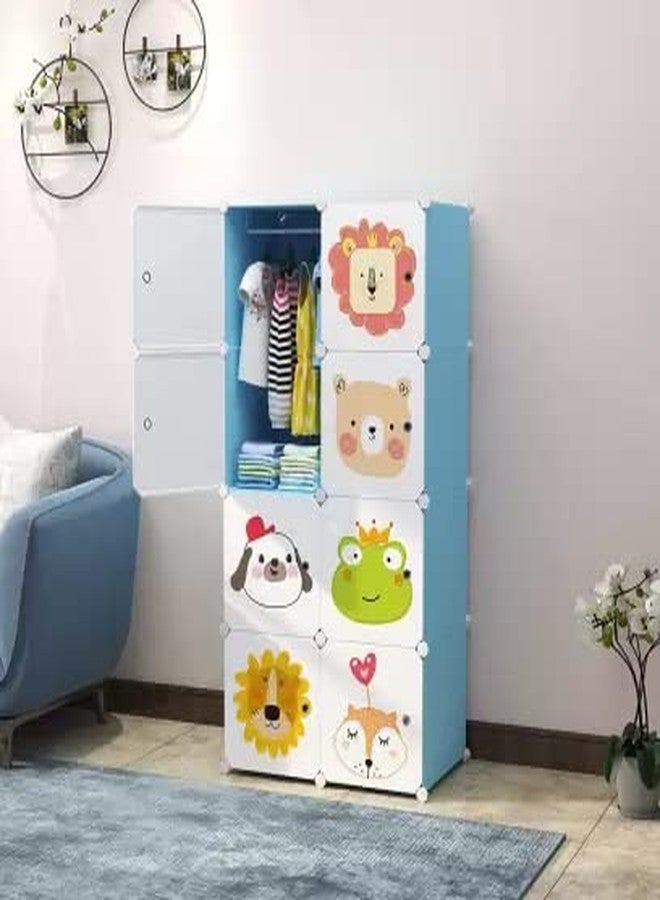 KEEKOS Kids Plastic Collapsible Wardrobe Organizer for Storage | Cute Cartoon Design | Heavy Duty Cloth Organizer for Storage | Easy to Assemble | Perfect for Kids Room & Home (Blue) - Image 1