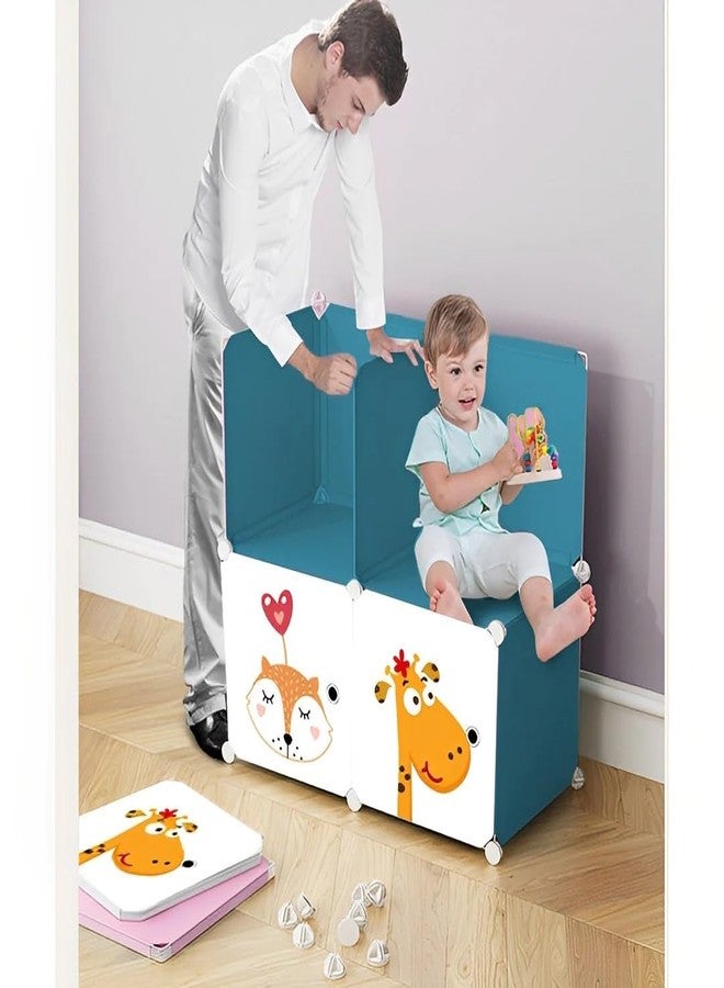 KEEKOS Kids Plastic Collapsible Wardrobe Organizer for Storage | Cute Cartoon Design | Heavy Duty Cloth Organizer for Storage | Easy to Assemble | Perfect for Kids Room & Home (Blue) - Image 3