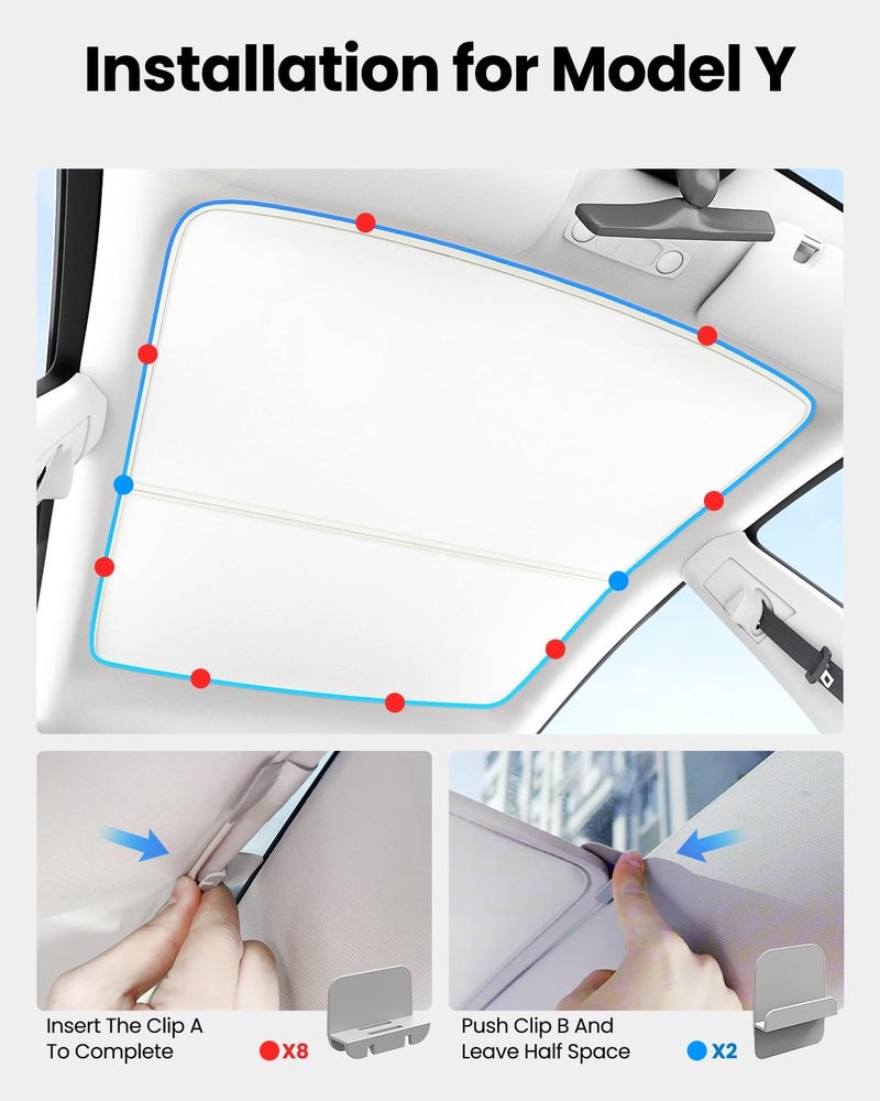 REEVAA Tesla Model Y/3 Roof Sunshade Clips Accessories - Image 2