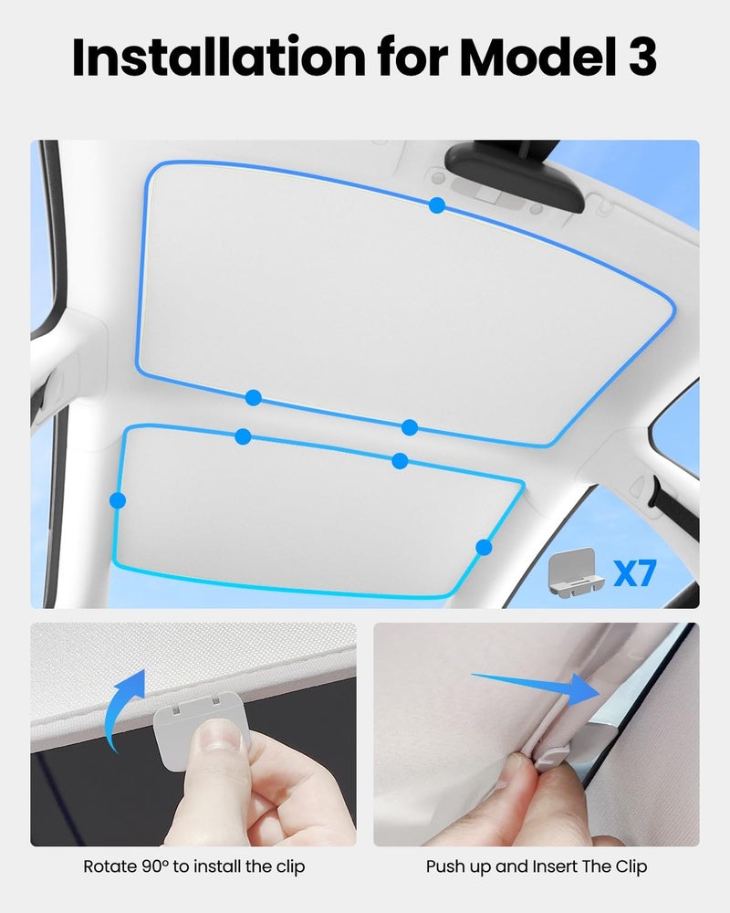 REEVAA Tesla Model Y/3 Roof Sunshade Clips Accessories - Image 3