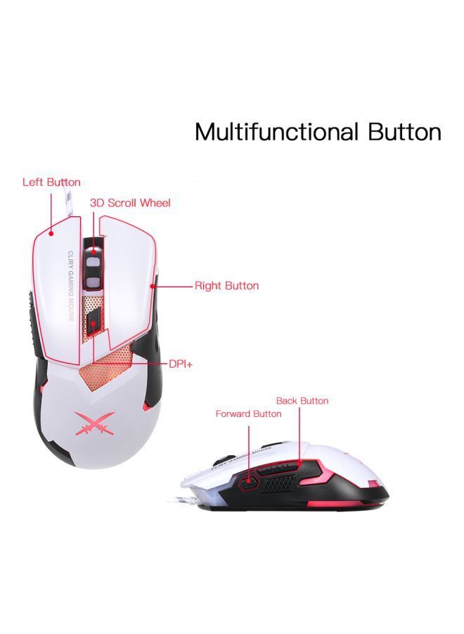 NIBEMINENT Wired Gaming Mouse White/Gold/Black  - Image 3