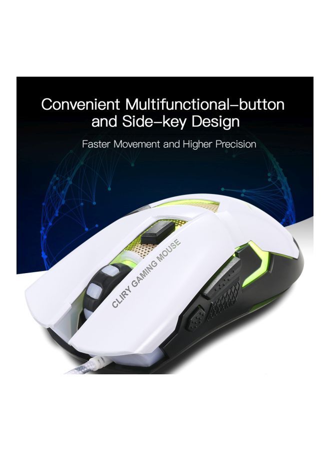 NIBEMINENT Wired Gaming Mouse White/Gold/Black  - Image 5
