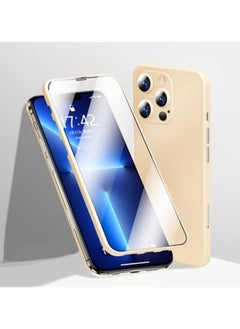 360 case for iPhone 11 Pro Max (protective case + transparent screen) ,Beige