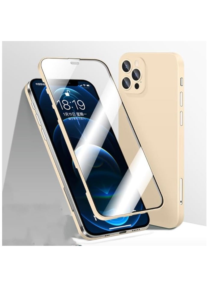 Recci - 360 case for iPhone 11 Pro Max (protective case + transparent screen) ,Beige - Image 1