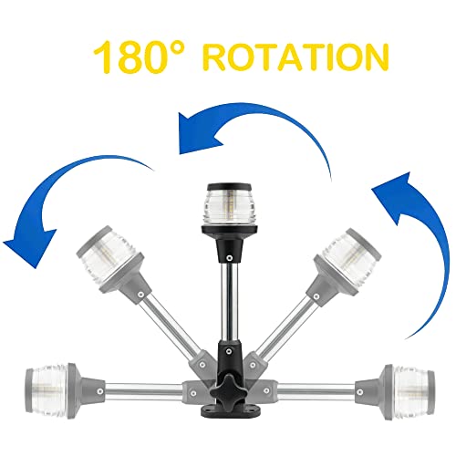 MARINE SYSTEM Made 3-NM LED Fold Down Boat Stern Light All Round 360° Boat Anchor Light for Pontoon and Fishing Boat, 9”, 12-24V - Image 4