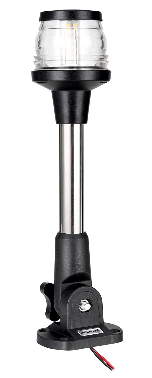 MARINE SYSTEM Made 3-NM LED Fold Down Boat Stern Light All Round 360° Boat Anchor Light for Pontoon and Fishing Boat, 9”, 12-24V - Image 1
