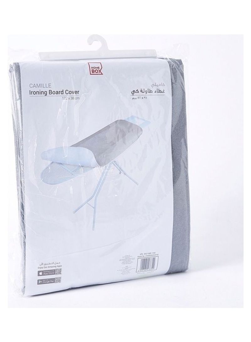 Camille Fire Retardant Ironing Board Cover With Drawstring Grey/Black 122x38cm - Image 3