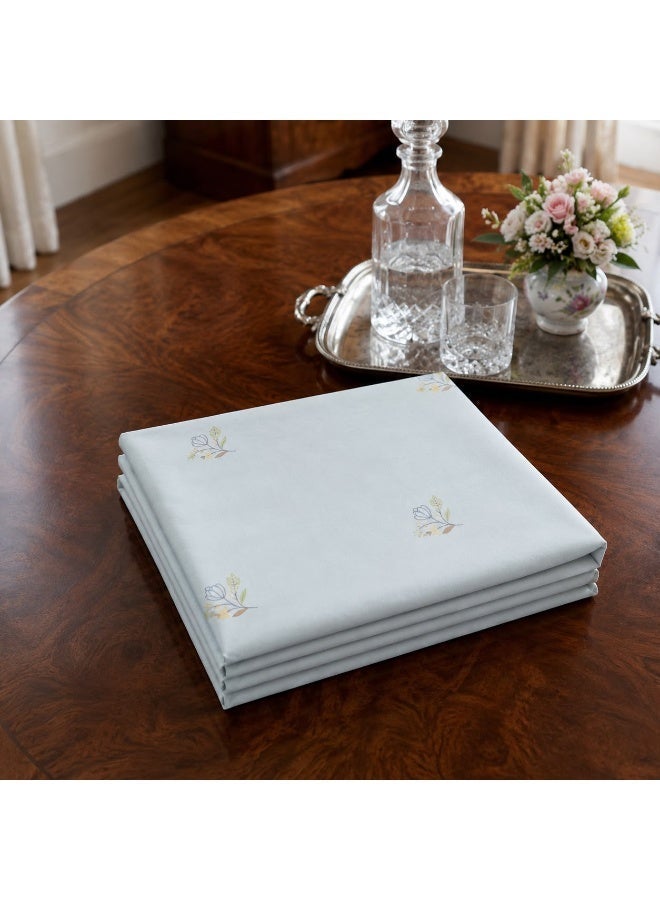 3-Piece 150 GSM Microfiber King Size Bed Sheet Set - Minimalist Botanical Floral Print on Light Blue, Includes 1 Flat Sheet (270x250 CM) & 2 Pillowcases (50x75 CM) - Image 3