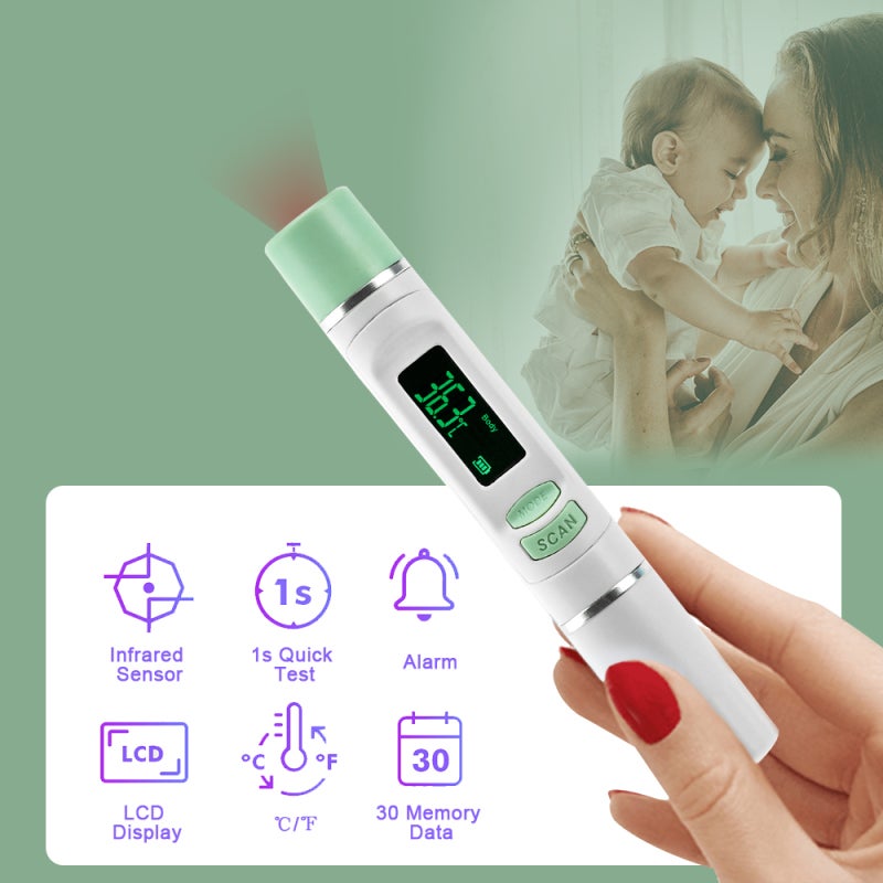Non-Contact Thermometer: Φ1.9*12.5cm 29g Lipstick-Like Mini Design - 1-Second Quick Accurate Measurement LCD Display for Home, Daily Personal & Family Use - Image 3