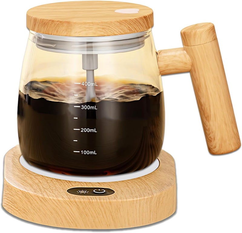 FOXNSK Self Stirring Mug, 400ML Electric Mixing Coffee Mug With 55° Constant Temperature Coaster - High Borosilicate Glass Suitable for Coffee/Milk/Protein Powder - Image 1