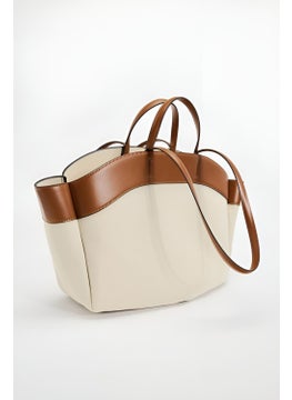Tekno Trust Iron-Free Women's Contrast Oversize Tote Hand and Shoulder Bag Plain Fabric 1-Pack Artificial Leather Imitation Leather K  - Image 1