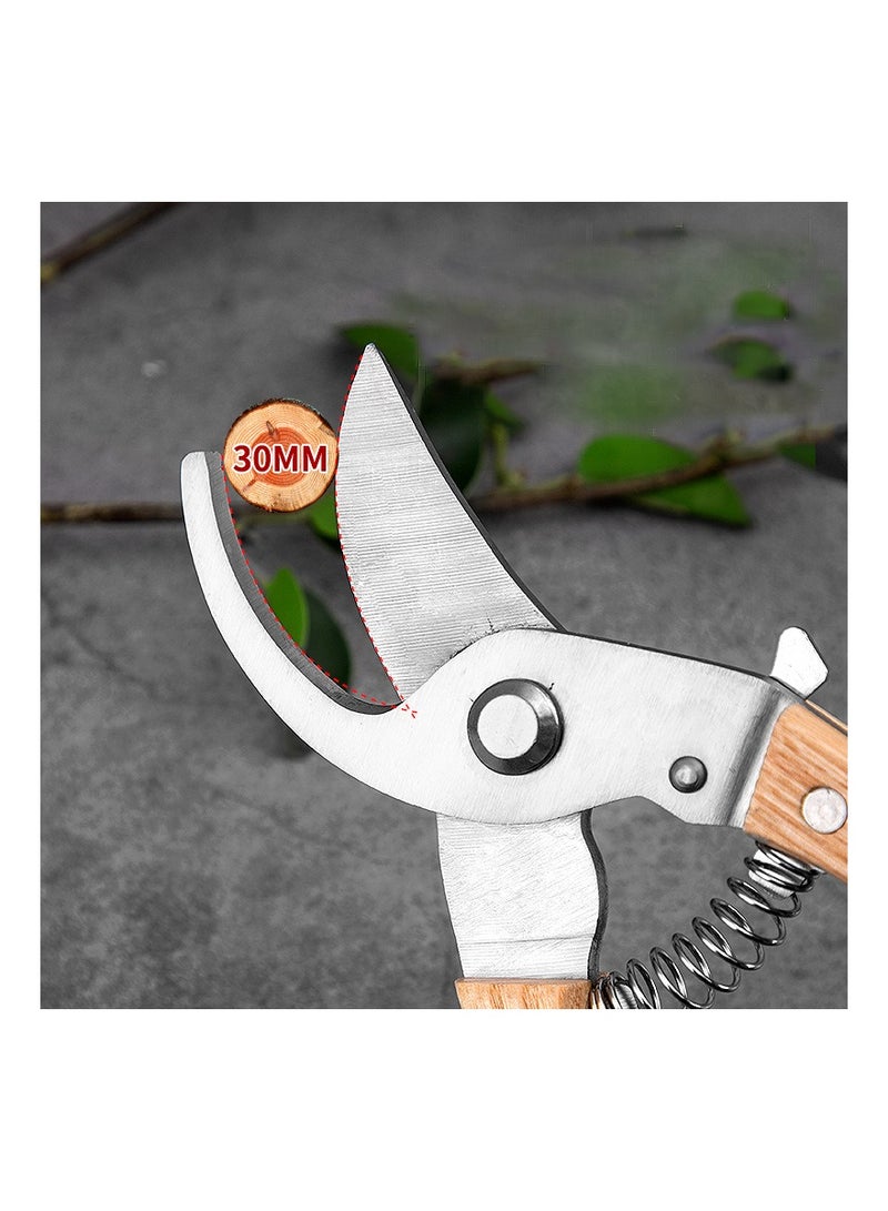 SYOSI Heavy Duty Garden Shears, Professional Sharp Pruners, Tree Trimmers Secateurs, Pruning Shears with Steel Blades, Wooden Handle Bypass Pruner Hedge Clippers, Tree trimmer, Gardening Tools - Image 3