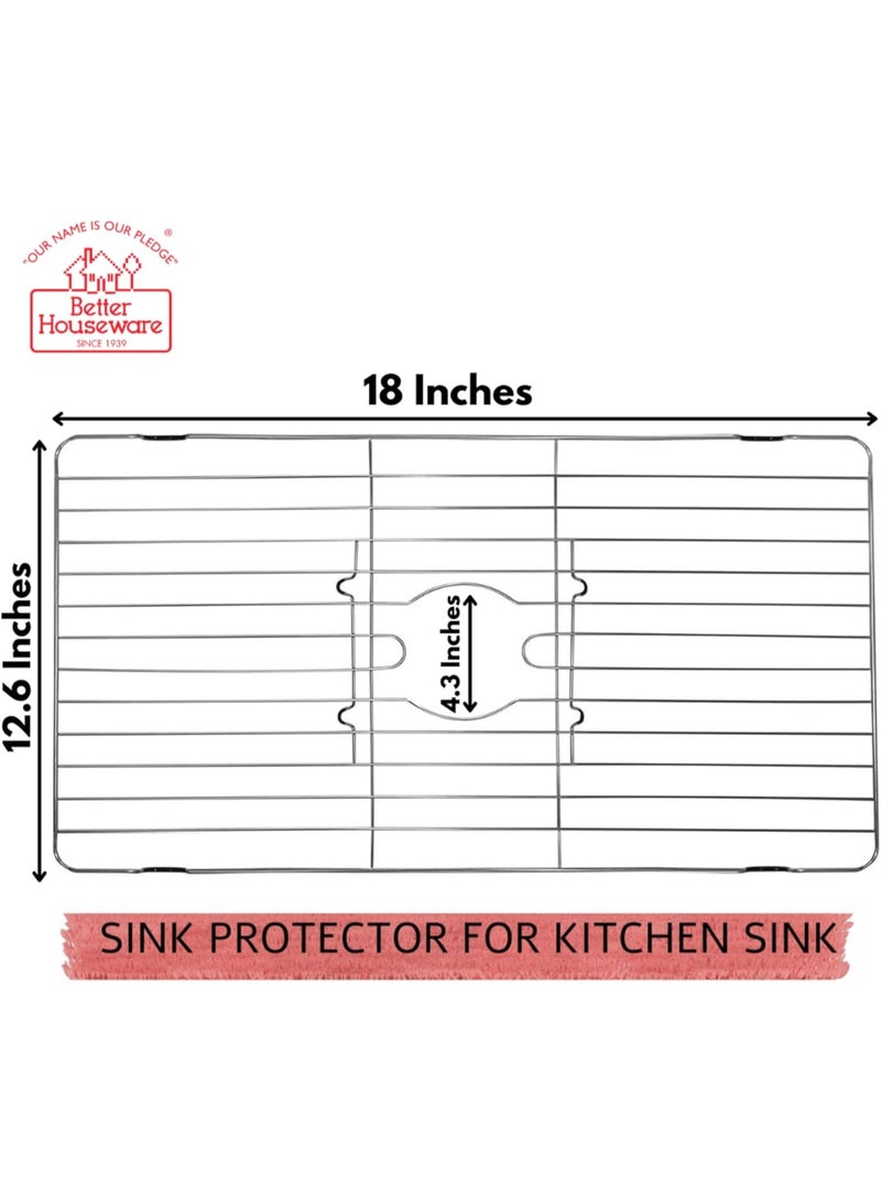 Better Houseware Stainless Steel Sink Protector Sink Mat Stainless Steel Sink Rack for Bottom of Sink Protectors for Kitchen Sinks 18 x 12 x 1 - Image 2