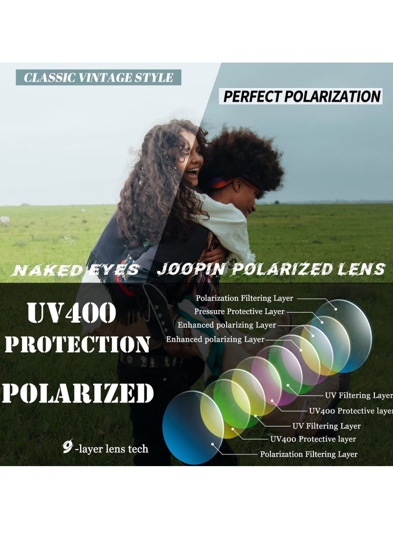 Excefore نظارة شمسية بدون إطار، قطعتان من النظارات الشمسية بنصف إطار بني مع حافظة جلدية للنساء والرجال، حماية من الأشعة فوق البنفسجية 400 - Image 4