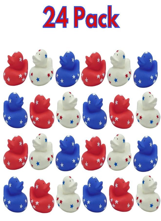 4E's Novelty 4E's Novelty Patriotic Rubber Ducks (24 Pack) Bulk 2" - Memorial Day Party Favors & Supplies, 4th of July Party Favors, Patriotic Party Supplies Gifts for Kids Adults Fourth of July  - Image 2