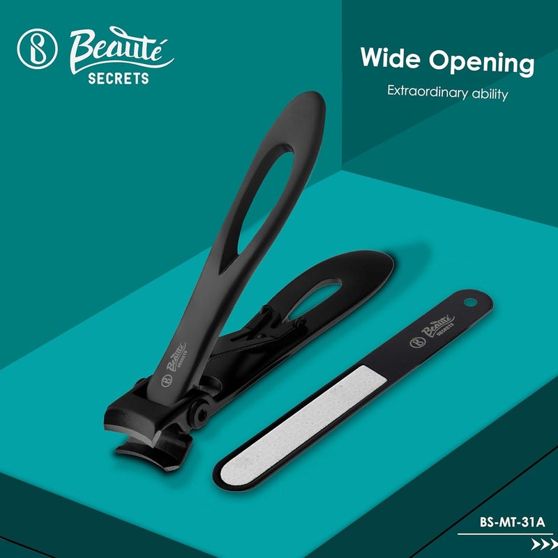 Beauté Secrets Beaut Secrets Nail Cutter for Men Toe Nail Cutter for Thick Nails Cutting Clipper Trimmer for Women WideOpening Sharp Jaws Stainless Steel Large Nail Clippers Set with Nail File - Image 2