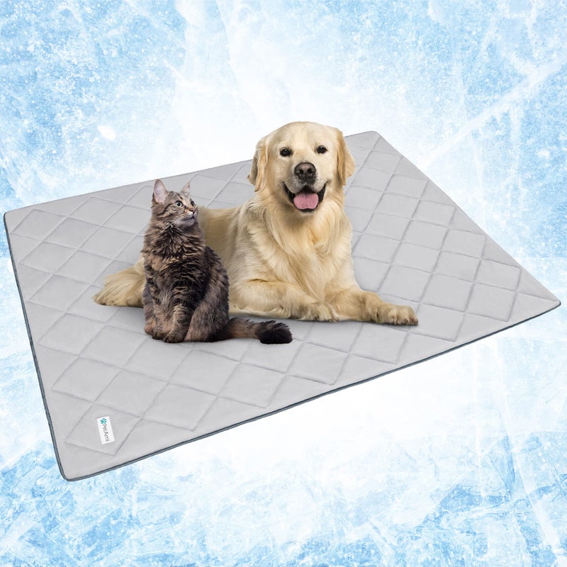 PetAmi Premium Cooling Dog Blanket Lightweight Fluffy Pet Throw Blanket Bed Cover for Dogs Cat Puppies Pet Blanket Furniture Protector Couch Sofa Reversible Fuzzy Cozy 60x80 Light Grey
