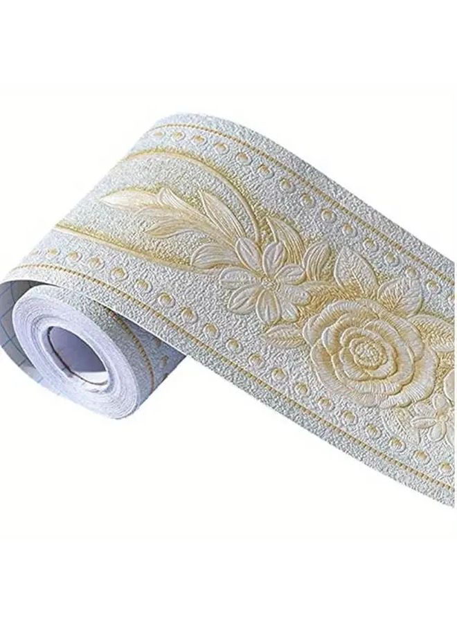 Simplemuji 3D Green Peony Self Adhesive Wall Border 10x500cm Waterproof Peel and Stick Easy to Apply - Image 1