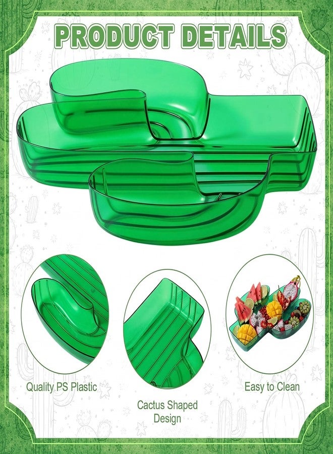 Wiwiqing 2 Pcs Cactus Serving Trays Plastic Food Platter for Mexican Party Decorations - Cactus Shaped Fruit Dish for Cinco De Mayo Taco Tuesday Fiesta Supplies Tropical Beach Tableware Decor - Image 3