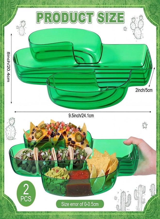 Wiwiqing 2 Pcs Cactus Serving Trays Plastic Food Platter for Mexican Party Decorations - Cactus Shaped Fruit Dish for Cinco De Mayo Taco Tuesday Fiesta Supplies Tropical Beach Tableware Decor - Image 2