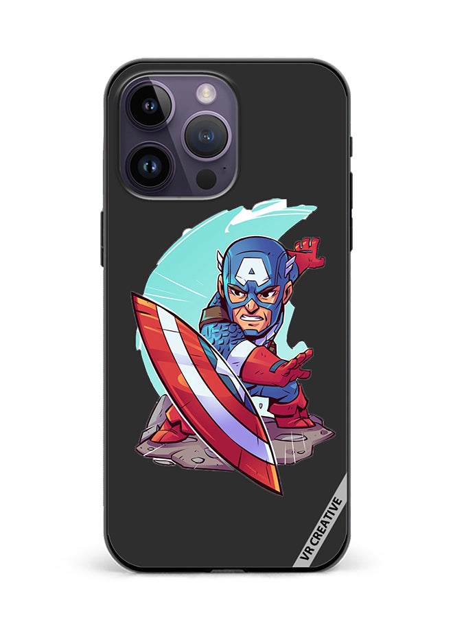 Protective Case Cover For Apple iPhone 16 Pro Max Superhero Captain America Design Multicolour