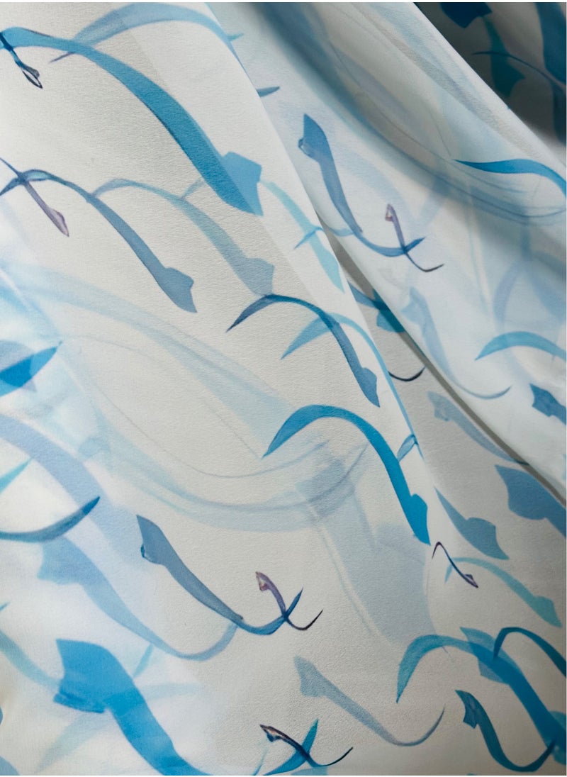 Bariz House Cheila in chiffon  2x1.5m blue in Arabic calligraohy  - Image 1
