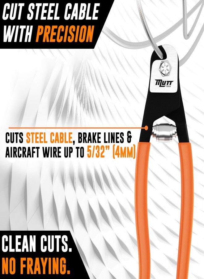AMERICAN MUTT TOOLS قواطع كابلات فولاذية من شركة Mutt Tools - قواطع كابلات شديدة التحمل لحبال الأسلاك الفولاذية - تقطع الأسلاك حتى قطر 5/32 بوصة - تقطع الدرابزين وخطوط فرامل الدراجات وأختام الشاحنات - Image 2