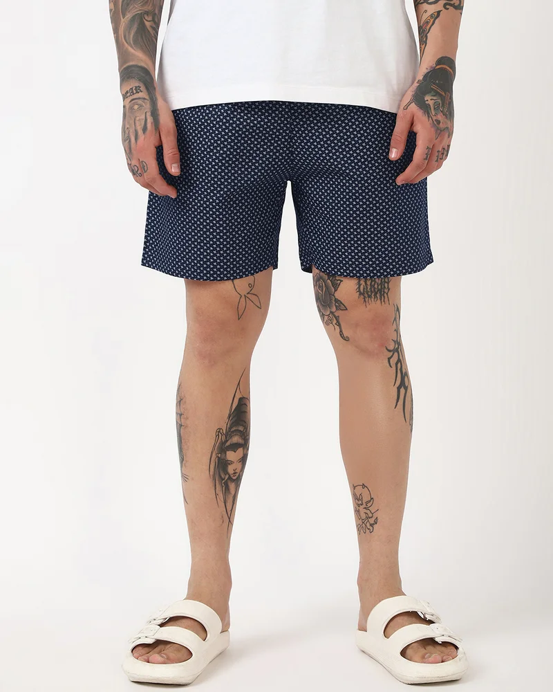 bewakoof Men's Navy Blue All Over Printed Boxers