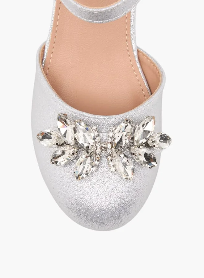 Flora Bella By Shoexpress Girls Embellished Ballerinas With Hook And Loop Closure