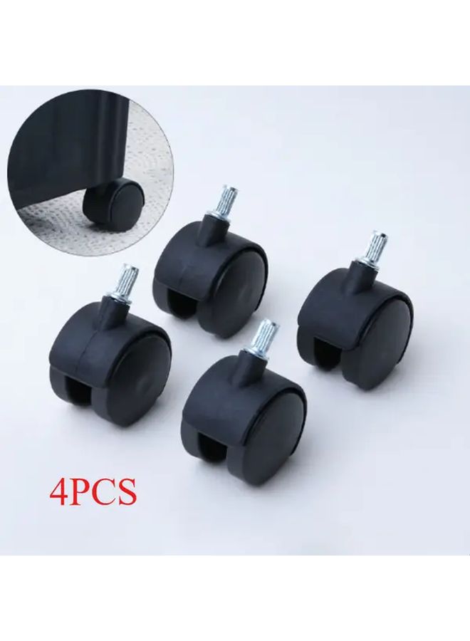 Heavy Duty Swivel Casters 40mm Dual Wheel 6mm Threaded Stem PVC Black 4pcs - Image 1