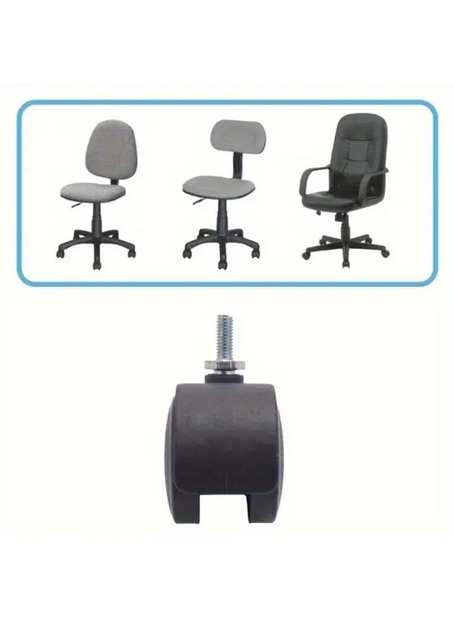 Heavy Duty Swivel Casters 40mm Dual Wheel 6mm Threaded Stem PVC Black 4pcs - Image 5
