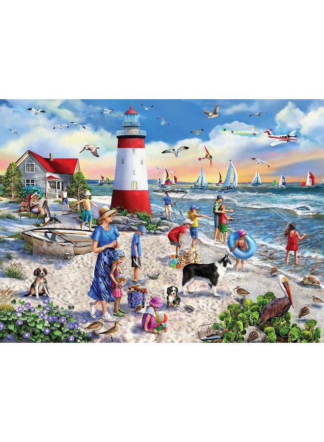 WHITE MOUNTAIN Puzzles Lighthouse Beach 500 Piece Jigsaw Puzzle - Image 1
