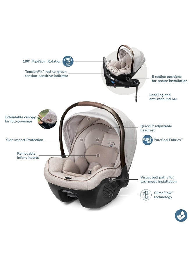 MaxiCosi Maxi-Cosi Peri™ 180 Rotating Infant Car Seat, Baby Car Seat Rotating Carseat, Swivel Car Seat, Desert Wonder - Image 2