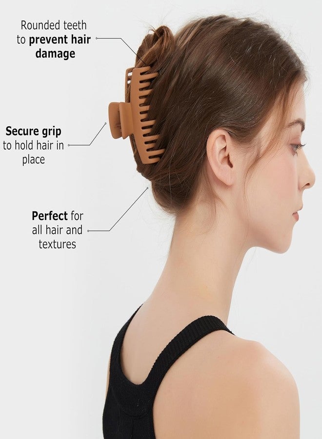 WHISKET - Large Hair Claw Clips for Women Thin Thick Curly Hair, Big Matte Banana Clips,Strong Hold jaw clips,Multi Colors (Pack Of 4) (Wavy Claw Clips) - Image 2