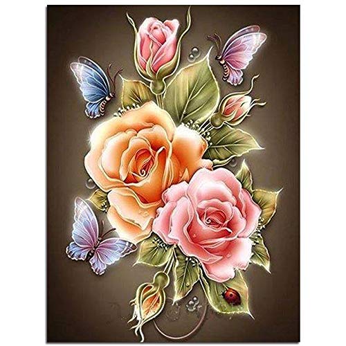 iDream Home Decoration 5D Diamond Painting Rhinestone Rose Flower DIY Mosaic Wall Decor (30cm x 30cm) -Sparkling, Handmade, Elegant Interior Decoration for Living Room & Bedroom - Image 5