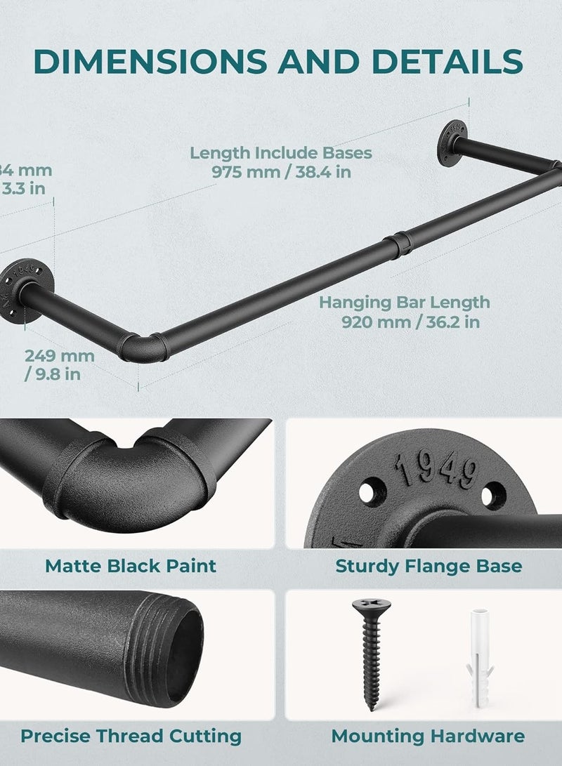 MarlaMall Wall Mounted Industrial Tube Hangers 38.4 Inch Heavy Duty Hangers For Laundry Room and Closet Storage Cabinets - Image 3