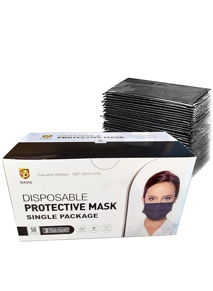 Dada 3D Protective Masks Black 50 Pcs