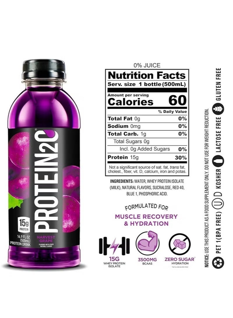 PROTEIN20 Protein2o Infused Water Harvest Grape 500ml – Pack of 12 - Image 5