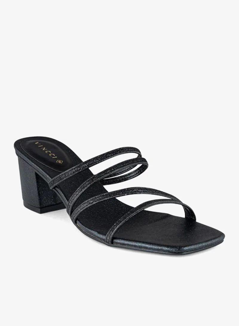 Vincci Black Women Multi Strap Mid Heel Sandals for Women | Best Price UAE